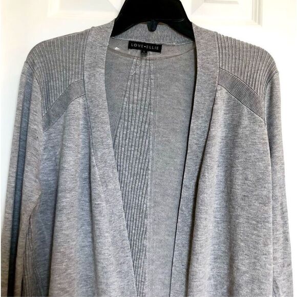 LOVE ELLIE - NWOT - L Sz L Lightweight Open Cardigan in Light Heather Gray - Picture 2 of 11